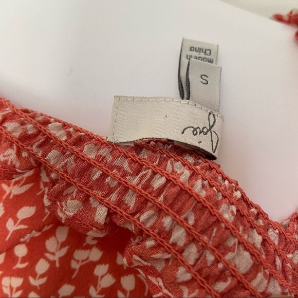 Joie Off Shoulder Smocked Silk Floral Print Top - Picture 4 of 6